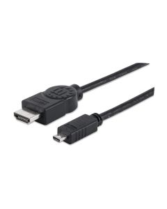 Manhattan HDMI to Micro HDMI Cable with Ethernet, 4K@30Hz (High Speed), 2m, Male to Male, Ultra HD 4k x 2k