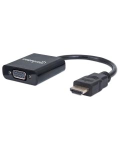 Manhattan HDMI to VGA Converter cable, 1080p, 30cm, Male to Female, Black, - 3 Year Warranty, Blister