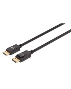 Manhattan DisplayPort 1.4 Cable, 8K@60hz, 1m, Braided Cable, Male to Male, With Latches, Fully Shielded, Black
