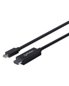 Manhattan Mini DisplayPort 1.2 to HDMI Cable, 4K@60Hz, 1.8m, Male to Male, Black, - 3 Year Warranty, Polybag