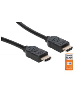 Manhattan HDMI Cable with Ethernet, 4K@60Hz (Premium High Speed), 1.8m, Male to Male, Black, Ultra HD 4k x 2k