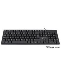 Manhattan Keyboard UK USB Wired, Standard Qwerty layout, Black, Full Size Keys, USB-A connection, 