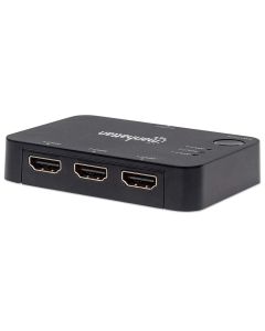 Manhattan HDMI Switch 3-Port , 4K@30Hz, Connects x3 HDMI sources to x1 display, Automatic and Manual Switching