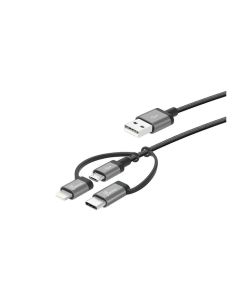 J5Create JMLC11B 3-in-1 Charging Sync Cable – Lightning + Type-C + Micro-B