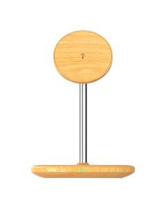 J5Create JUPW2106NP-N Wood Grain 2-in-1 Magnetic Wireless Charging Stand