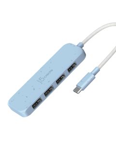J5Create JCH341EC-N (Cyan) Eco-Friendly USB-C to 4-Port Type-A Gen 2 Hub