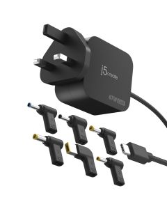 J5Create JUP1565DCF-FN 67W GaN PD USB-C Mini Charger with 6 Types of DC Connector