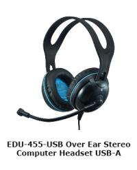 Andrea Communications EDU-455-USB Over Ear Stereo Computer Headset with USB-A Connector