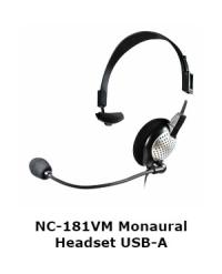 Andrea Communications NC-181VM Monaural Headset and with Volume/Mute Controls with USB A Connector