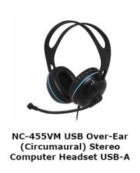 Andrea Communications NC-455VM USB Over-Ear (Circumaural) Stereo Computer Headset with USB-A Connector