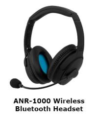 Andrea Communications ANR-1000 Wireless Bluetooth Headset with Nosie Cancelling Microphone and Active Noise Reduction (ANR) Earphones