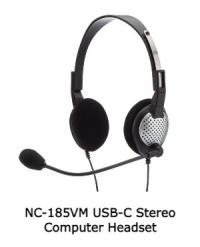 Andrea Communications NC-185VM USB-C Stereo Computer Headset with Volume/Mute Controls with USB C Connector