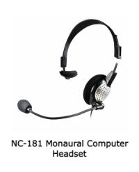 Andrea Communications NC-181 Monaural Computer Headset with Twin 3.5mm Plugs