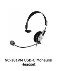 Andrea Communications NC-181VM USB-C Monaural Headset and with Volume/Mute Controls with USB C Connector