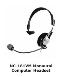 Andrea Communications NC-181VM Monaural Computer Headset with Volume/Mute Controls