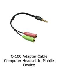 Andrea Communications C-100 Adapter Cable Computer Headset to Mobile Device