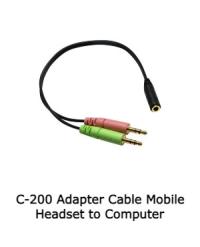 Andrea Communications C-200 Adapter Cable Mobile Headset to Computer